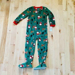 NWT Carter’s Kids Santa Claus Reindeer Fleece Footie Christmas Pajamas (Size 7)